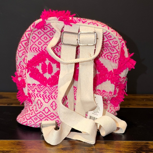 Pink and Cream Patterned Backpack - Picture 2 of 2